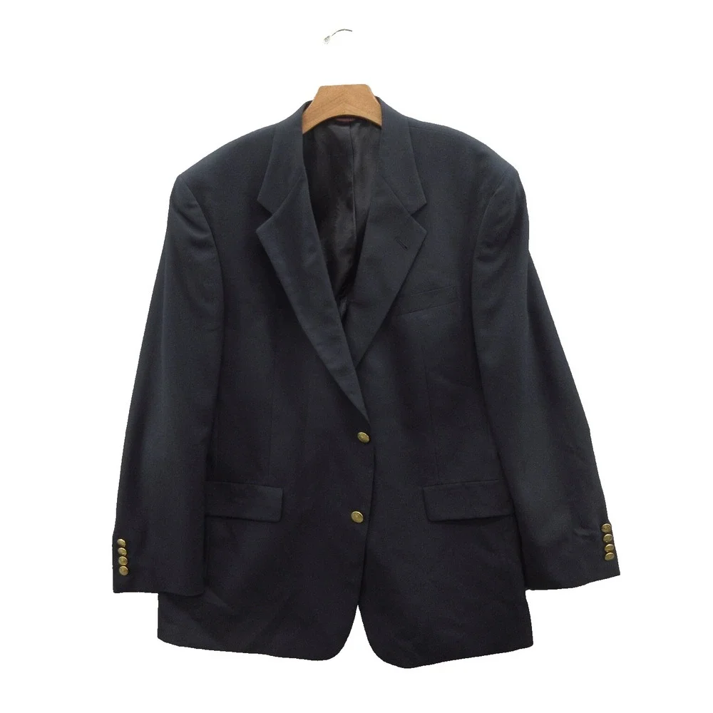 Hart Schaffner Marx Men' Blazer Size 44 Black Wool Single Breasted Two-Button